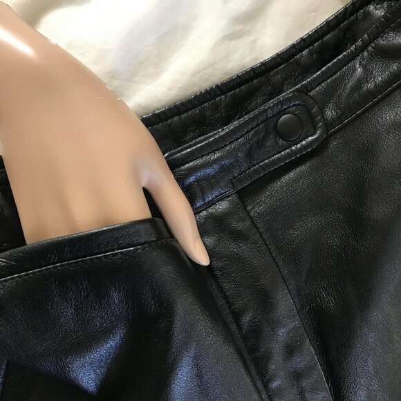 Women's Genuine Black Leather Pants Slacks - Picture 5 of 8